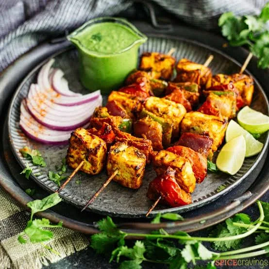 Paneer tikka skewers